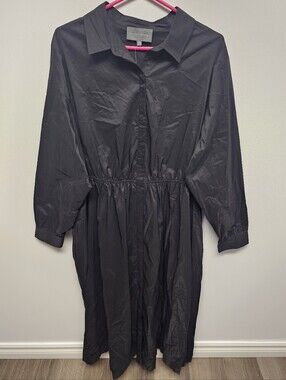 Anthropologie/Sunday In Brooklyn Black Relaxed Button-Front Dress